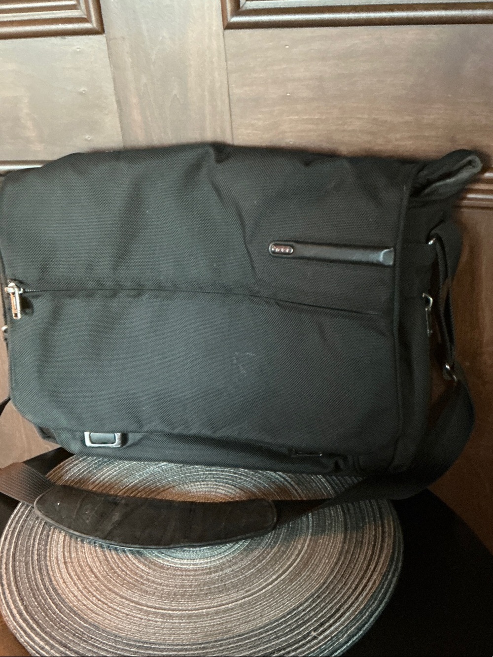 Tumi Black Messenger Bag with Adjustable Shoulder Strap